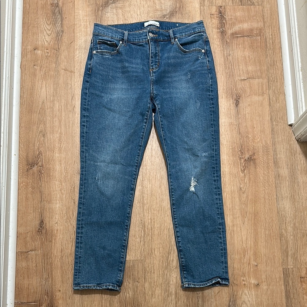 LOFT | Destructed Super Soft Girlfriend Jeans in Mid Stone Wash - Picture 3 of 6